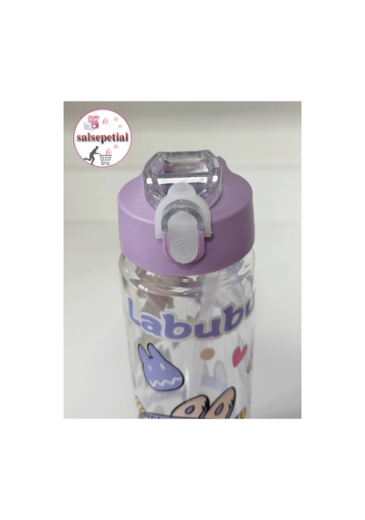 Labubu Su Matarası Labubu Suluk Labubu Figürlü Su Şişesi Labubu Matara Pipetli Matara 650ml Mor