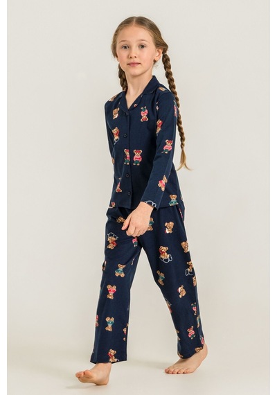 Rolypoly Anne Kız Winter Bear Lacivert Gömlek Pijama Takımı Rp3919-a-v2 Rp3919-a-v2