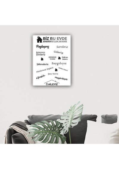 Decorita Cam Tablo | Biz Bir Aileyiz - Beyaz  Fon
