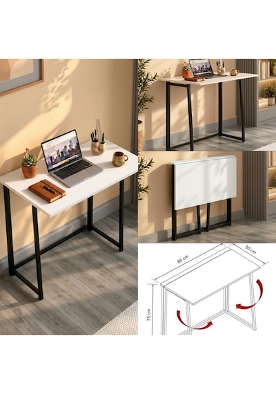 FahrettinKüçük 3290 Work Katlanır Çalışma Masası Beyaz