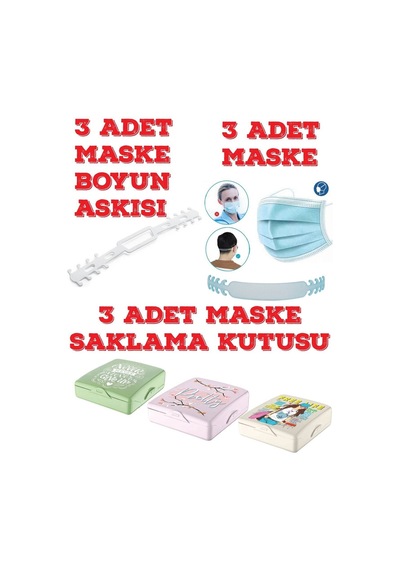 Pratik Kilitli Maske Koruma Saklama & Taşıma Kabı Kutusu 3 Ad Karısık