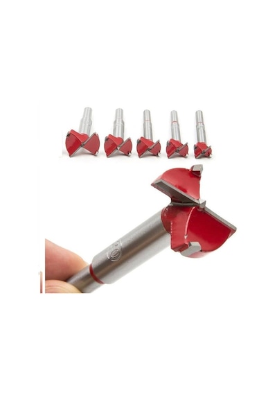 5 Parça Menteşe Mumluk Açma Freze Matkap Uç Set 15 20 25 30 35 Mm