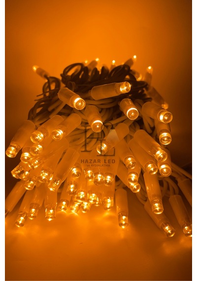 10 Metre Amber Sarı İp Led Yılbaşı Süsü Ip65 Dış Mekan Eklenebilir Beyaz Kablolu Dekoratif Led Işık Amber