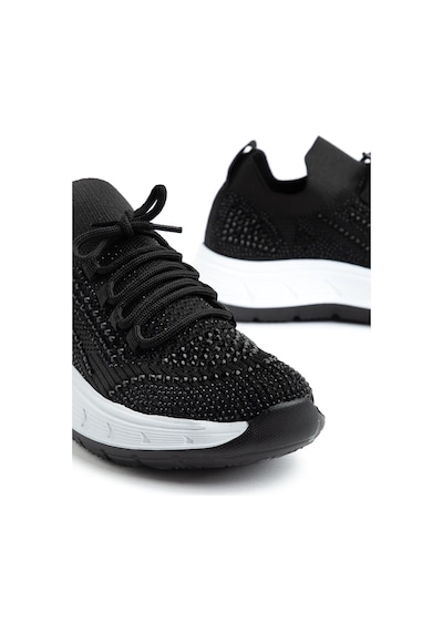 Suins Veina Model Taş İşlemeli Kadın Spor Ayakkabı Sneaker Siyah