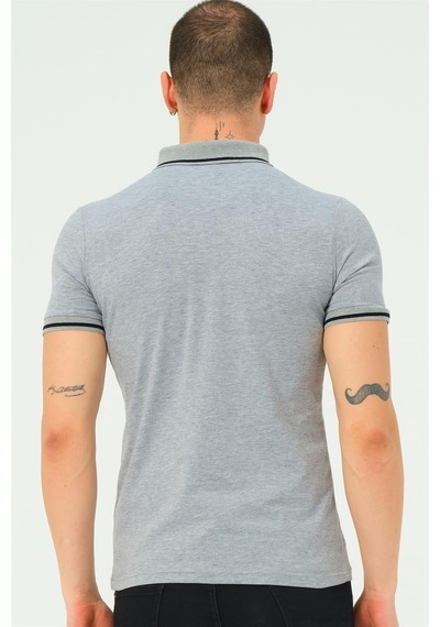 T8586 Dewberry Erkek Polo Yaka T-shırt-gri-2
