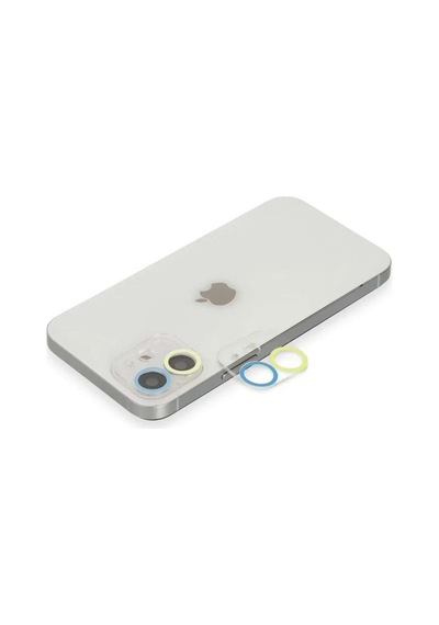 İphone 11 Renkli Kamera Lens Koruma Cam - Sarı-mavi Diğer