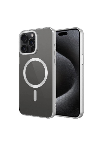 Apple iPhone Uyumlu 15 Pro Max Kılıf Mat Tasarımlı M-safe Wireless Şarj Özellikli Zore Mat Setro Kapak Gümüş