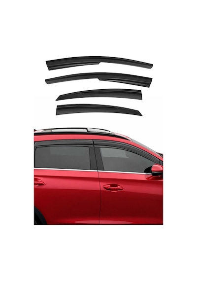 Hyundai Bayon 2022-2024 Uyumlu Araca Özel Sport Style Akrilik Cam Rüzgarlığı Koyu Duman 4 Parça