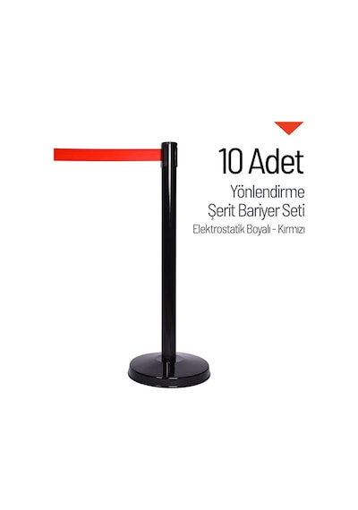 İleri Trafik  Yönlendirme Şerit Bariyer 10 Adet  Set-2022 - Kırmızı Şerit