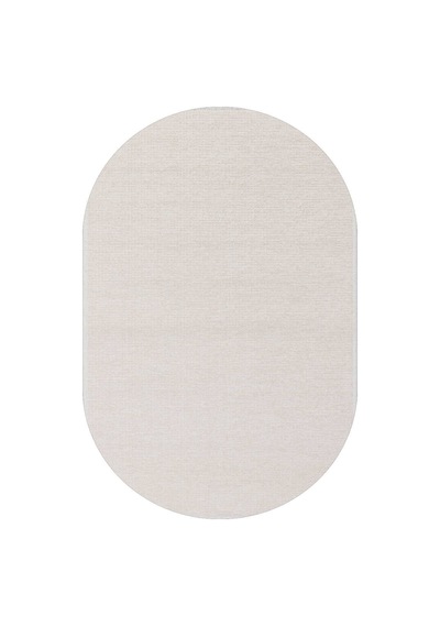 Divan Şönil Pamuklu Tek Renk Desensiz Kilim Oval Halı Hr-1621 Krem