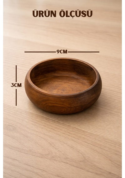 Akasya Model Ahşap Çerezlik 4 Lü Set Kahvaltı & Çerez Sunum Kasesi 9 Cm Kahverengi