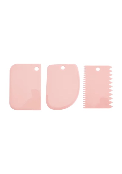 Plastik Hamur, Pasta, Börek Şekillendirme, Kazıma, Kesme Seti, Açık Pembe, 3'lü Set