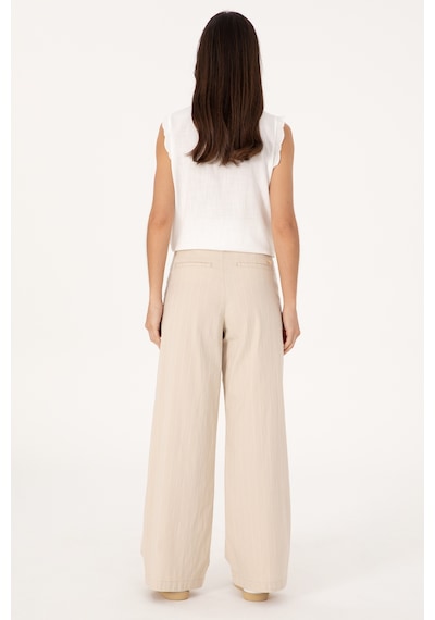 U.S. Polo Assn. Kadın Taş Çizgili Loose Fit Kanvas Pantolon 50300265-VR049