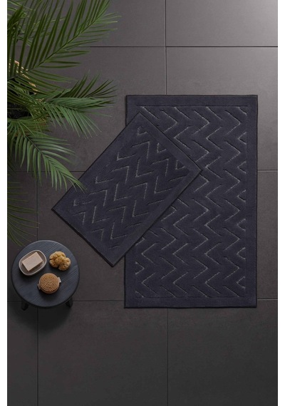 Bevel Angles 2'li Banyo Paspası Gri