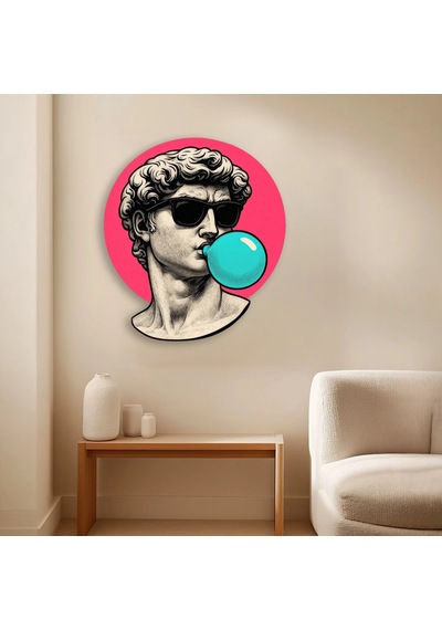 Güneş Gözlüklü David Sakız Pop Art - Metal Tablo - Dec0144 45 X 50 Cm Çok Renkli