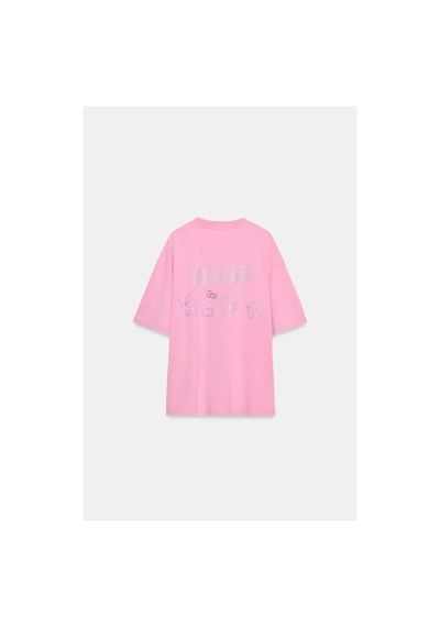Sanrio Hello Kitty Taş Detaylı Pembe Tişört Pembe Pembe