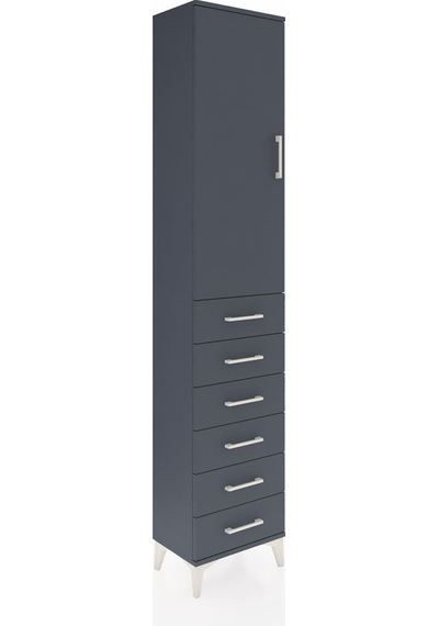 Arges Dolap 2 Raflı 6 Çekmeceli Tek Askılı 44x30x221 Antrasit... Antrasit