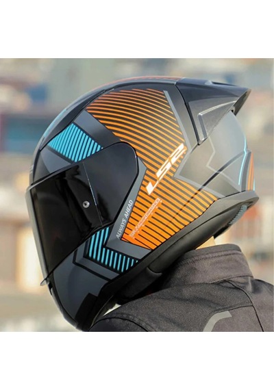 Ls2 Rapid 2 Extra Full Face Motosiklet Kaskı Şeffaf + Siyah Vizörlü Mat Gri - Neon Turuncu