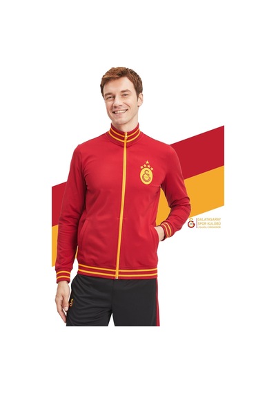 Galatasaray Lisanslı Sarı Kırmızı 5 Yıldızlı Sweat + Silikon Bileklik Set Ahşap Kutulu Kırmızı