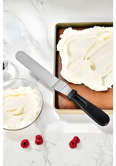 Eğik Oval Uçlu Pasta Sıvama Spatulası - Siyah - Yüksek Kalite - Dayanıklı Ve Pratik Siyah