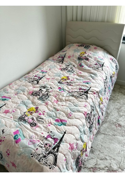 Prensesli Kapitoneli Pike Çok Amaçlı Pike Yatak Örtüsü Pembe