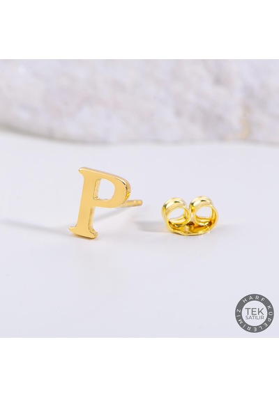 Goldkupe 14 Ayar Altın P Harf Küpe 0,40 Gr-1375