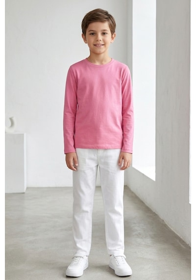 Kiagu Erkek Çocuk Uzun Kollu Basic Düz Tişört %100 Pamuk Bisiklet Yaka T-shirt 2-13 Yaş Pembe Kiagu Erkek Çocuk Uzun Kollu Basic Düz Tişört %100 Pamuk Bisiklet Yaka T-shirt 2-13 Yaş Pembe