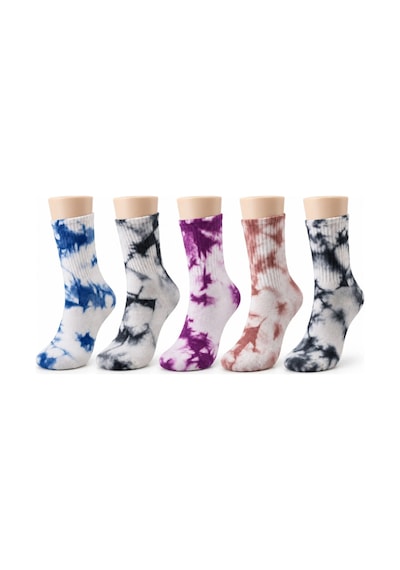 Genel Mavi Mor Gül Kurusu Unisex Batik Desenli Çorap 5'li Set Pamuklu Renkli Çok Renkli / 36-40 / 5 Adet Çok  Renkli