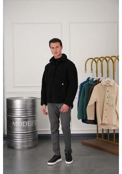 Modefendi Oversize Peluş Mont Siyah