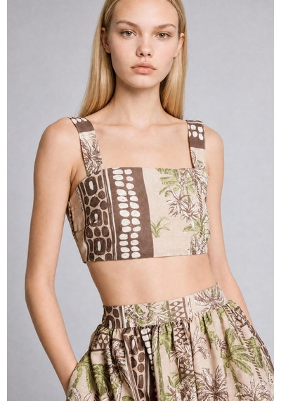 Defacto Regular Fıt Askılı Crop Top Plaj Haki Üstü F5486ax26spkh117 Haki-kh117