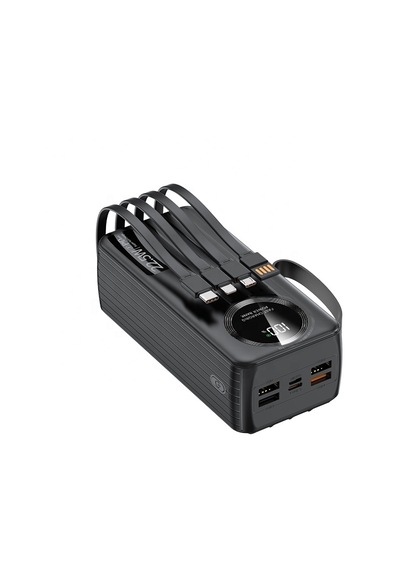 30.000 Mah 22.5w Hızlı Şarj Powerbank Taşınabilir Şarj Cihazı Dijital Göstergeli Dahili Çoklu Kablolu Powerbank Siyah