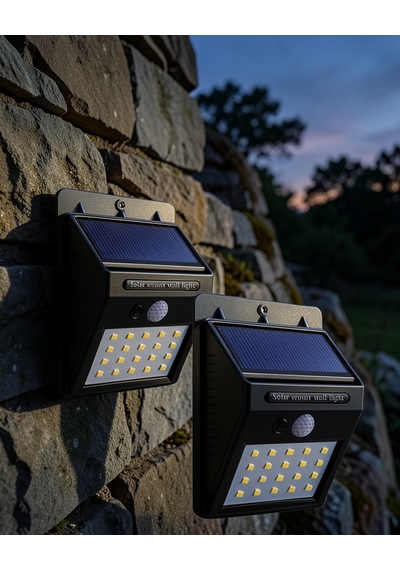 Güneş Enerjili 20 Led Duvar Lambası Uczsensörlülamba3
