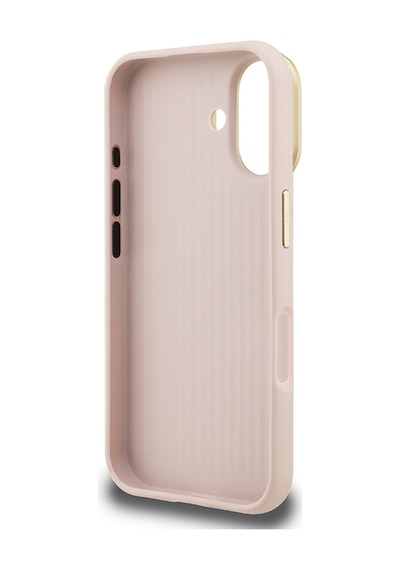 Apple Uyumlu iPhone 16 Kılıf Guess Lisanslı Grained Yazı Logolu Kamera Standlı Kapak Pembe