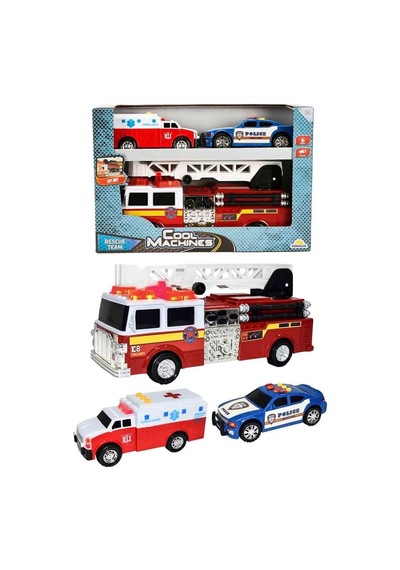 7191 Sun-jnd-clm-oyun Set Kurtarma Araçları Polis Ambulans İtfaiye Ses Işık Çok Renkli