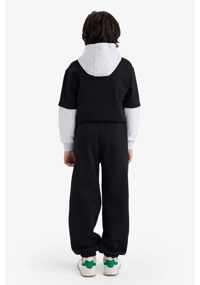 Defacto Erkek Çocuk Oversize Geniş Kalıp Beli Lastikli Baskılı Eşofman Altı G5635a825cwbk81 Siyah-bk81