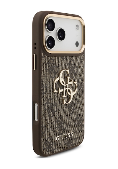 Apple iPhone Uyumlu 18 Pro Max Kılıf Guess  Lisanslı 4g Büyük Metal Logolu Kalın Askılı Kapak Kahverengi