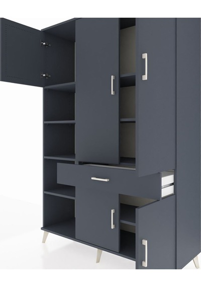 Hyperion Dolap 8 Raflı Tek Çekmeceli 5 Kapaklı 132x44x195 Antrasit-antrasit/antrasit Antrasıt/antrasıt - Antrasıt Hyperion Dolap 8 Raflı Tek Çekmeceli 5 Kapaklı 132x44x195 Antrasit-antrasit/antrasit Antrasıt/antrasıt - Antrasıt