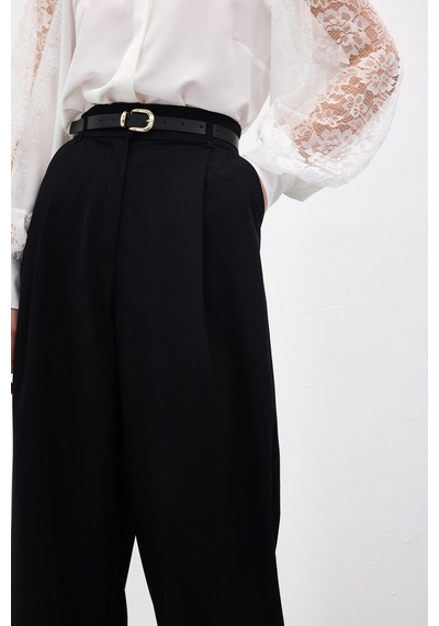 Sateen Lena Palazzo Pantolon - Siyah-136957 siyah