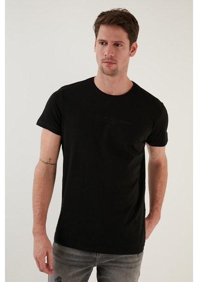 Buratti Pamuklu Slim Fit Bisiklet Yaka Erkek T Shirt 541Tactical Siyah