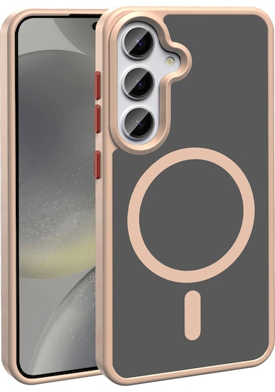 Samsung Galaxy Uyumlu S25 Kılıf M-safe Şarj Özellikli Mat Arka Yüzey Mkst Sio Kapak - Rose Gold Altın