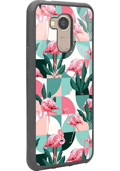 General Mobile Gm 8 Retro Flamingo Duvar Kağıdı Tasarımlı Glossy Telefon Kılıfı Çok Renkli