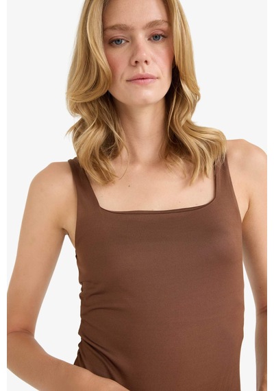 Defacto Kare Yaka Çıtçıtlı Body F9773ax25hsbn316 Kahve