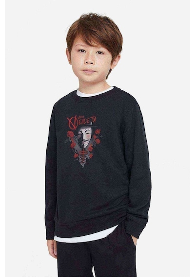 Tshirthane Vandetta Freedom Baskılı Unisex Çocuk Siyah Sweatshirt Siyah