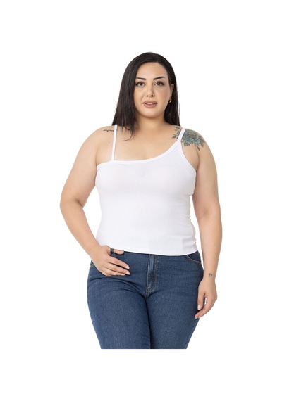 Disentis Büyük Beden Asimetrik Askılı Viskon Beyaz Body-beyaz Beyaz