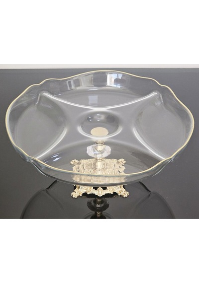 Atabey Home Bölmeli Servis Tabaği Döküm Ayakli Gold Detayli & Sunumluk & Kahvaltilik & Çerezlik 30cm