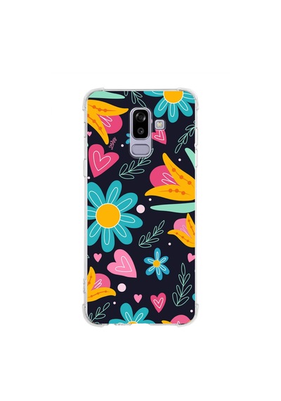 Samsung Galaxy J8 Uyumlu Retro Color 1 Baskılı Şeffaf Köşe Korumalı Antişok Kılıf