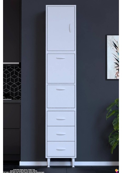 Ekin 45 Cm 3 Çekmeceli Bakliyat Dolabı Çok Amaçlı Mutfak Kiler Banyo Organizer Çocuk Odası Dolabı Beyaz