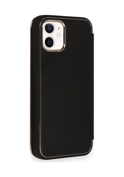 Apple iPhone Uyumlu 12 Kılıf Dolpin Kapaklı - Siyah Bz8683140466015