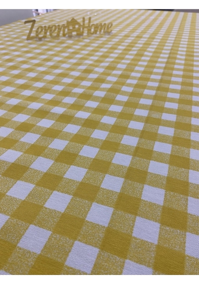 Sıvı Geçirmez Dertsiz Masa Örtüsü Sarı Kareli
