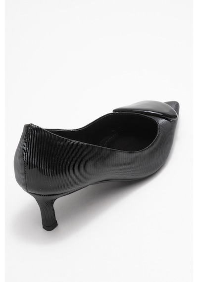Luvishoes Luvi Shoes Brıana Siyah Çizgili Tokalı Kadın Topuklu Ayakkabı Siyah